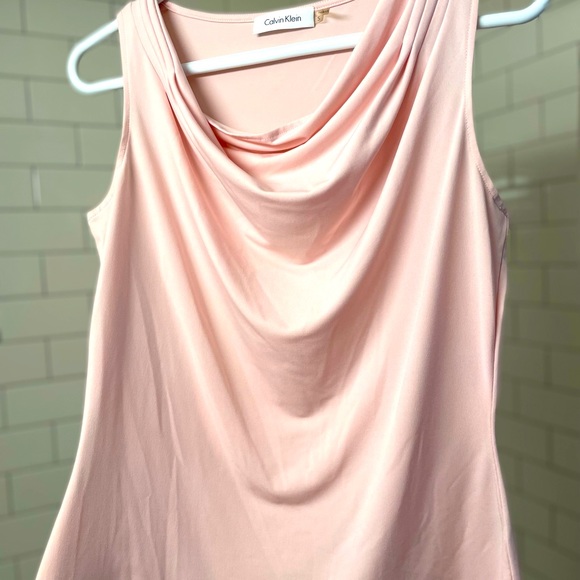 Calvin Klein draped neck tank. Pale pink, size S Rarely worn, some stretch. - Picture 2 of 6